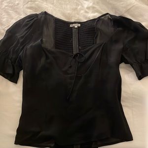 Reformation Black Blouse Top with Mesh Back